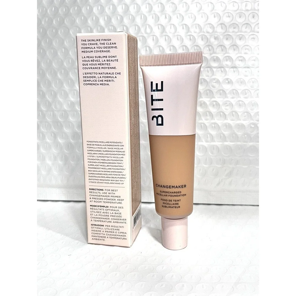 2x BITE BEAUTY ChangeMaker Micellar Foundation M80 Medium Warm Vegan 1oz‎ New